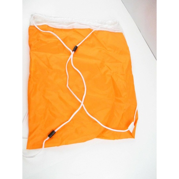 BAB Backpack Cinch Bag Drawstring Tote Orange/White - Picture 2 of 2